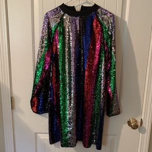 A multicolored sequin dress in a US size 12